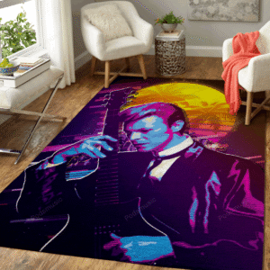 David Bowie Artwork Music Synthwave 80S Art For Fans Area Rug Regtangle