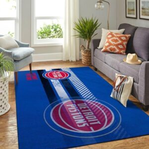 Detroit Pistons Area Rug Nba Basketball Team Logo Regtangle V6639