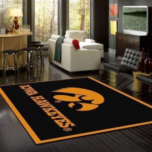 Iowa Hawkeyes Area Rug Football Team Logo V6663