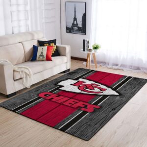 Kansas City Chiefs Nfl Team Logo Area Rugs Wooden Style Sports