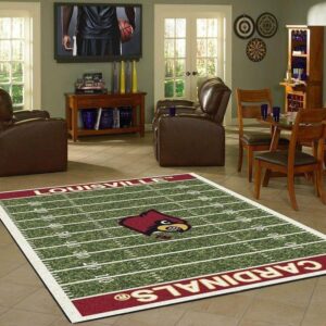 Louisville Cardinals Field Area Rug Football Team Logo