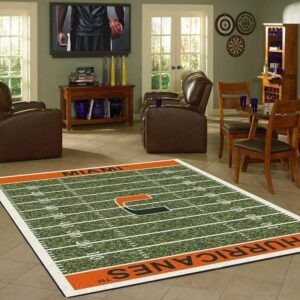 Miami Hurricanes Field Area Rug Football Team Logo V11079