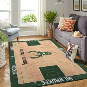 Milwaukee Bucks Court Area Rug Nba Basketball Team Logo