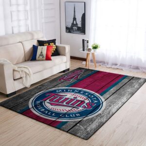 Minnesota Twins Mlb Team Logo Area Rugs Wooden Style Sports
