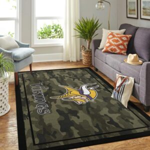 Minnesota Vikings Nfl Area Rugs Camo Style Team Logo
