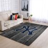 New York Yankees Mlb Area  Baseball Team Logo Wooden Rug Regtangle