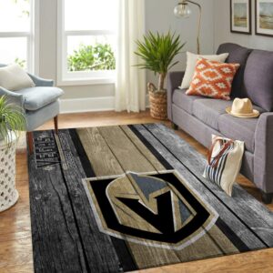 Vegas Golden Knights Nhl Team Logo Area Rugs Wooden Style Sports
