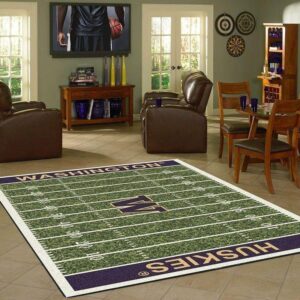 Washington Huskies Field Area Rug Football Team Logo